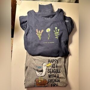 Two Life is Good Women’s XL Long-sleeved T-shirts. New, never worn.